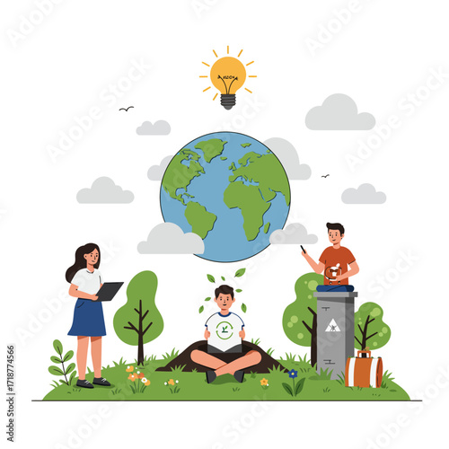 Eco-Friendly Illustration A Collective Effort to Preserve Our Planet and Foster Green Solutions