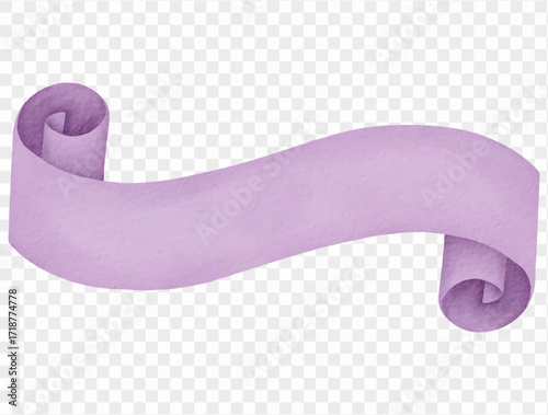 Watercolor scroll purple ribbon banner spooky gothic Vector.