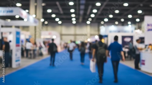 People walking through convention hall