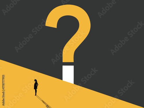 Leadership opportunity,Problem solving. Businessman in front of question mark door

