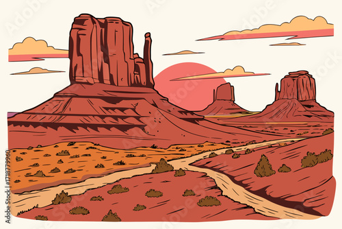 vector illustration of a desert
