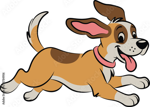 illustrator of cute happy dog is running vector shape