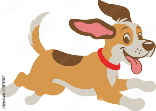 illustrator of cute happy dog is running vector shape
