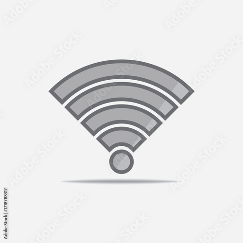 "Minimalist Wi-Fi symbol, wireless internet technology icon, signal reception concept with flat clean digital illustration"