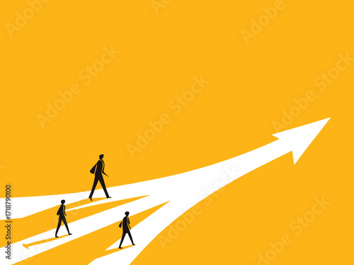 Same goal. Different businessmen walk the same path for opportunities

