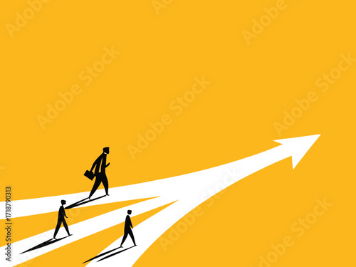 Same goal. Different businessmen walk the same path for opportunities

