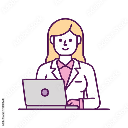 Focused businesswoman working on laptop computer professional business lady typing office tasks