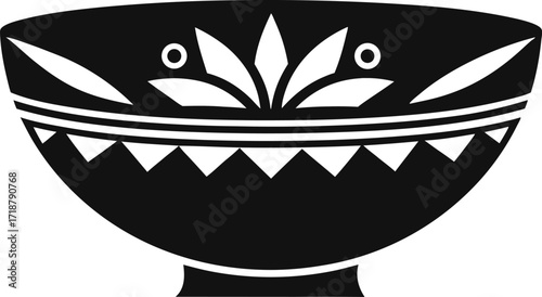 Decorative Handmade Bowl Vector Simple Silhouette