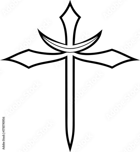 Elegant Baptism Cross Vector Illustration Minimal
