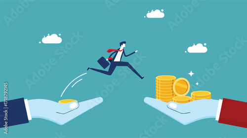 Jump into a high paying job. change job. business concept vector

