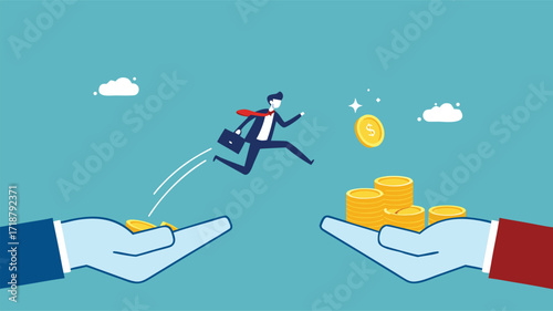 Jump into a high paying job. change job. business concept vector

