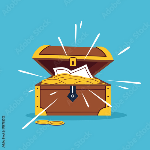 The book in the treasure chest. The concept of knowledge is a valuable treasure


