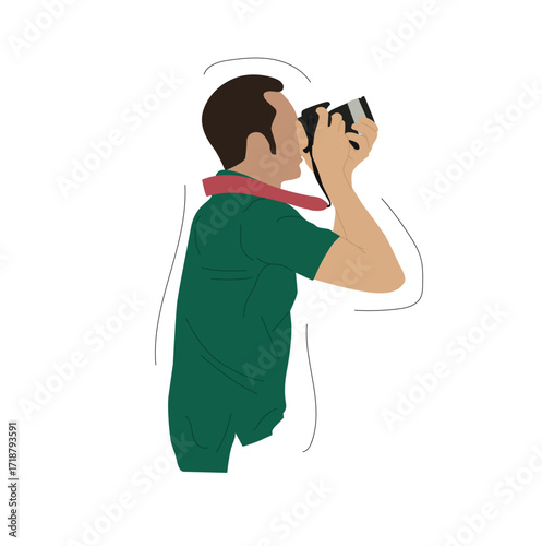 photographer. man holding camera. Professional Photographers with Photo Camera. 