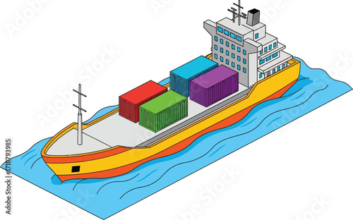 Cargo ship container vessel transport shipping logistics export