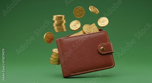 Wallet with Coins and Card
