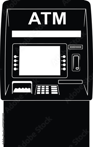 Black and white atm machine vector illustration graphic design