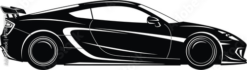 Vector illustration of black sports car side view automobile