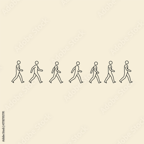 animated walking figures simple line art human figures in motion sequential illustration walking people.