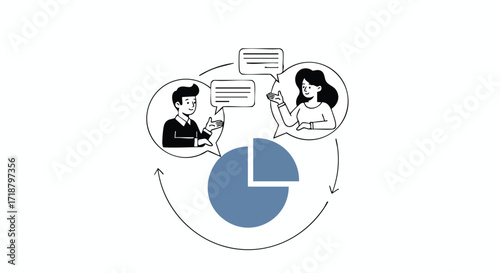 Dynamic business discussion with data insights, showcasing teamwork and strategic communication for growth and success in a visual and engaging way