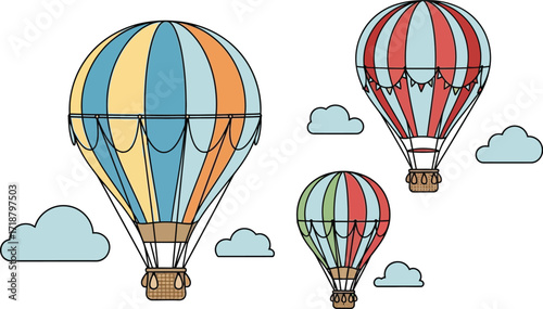 Hot air balloon illustration vector graphic design concept