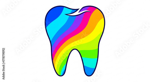 Rainbow tooth vector illustration for dental care and oral hygiene promotion clean healthy teeth design art