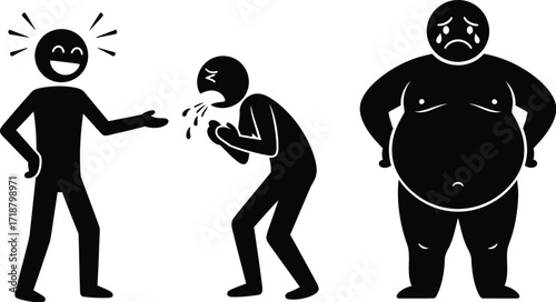 Bullying and health stick figures illustration vector concept