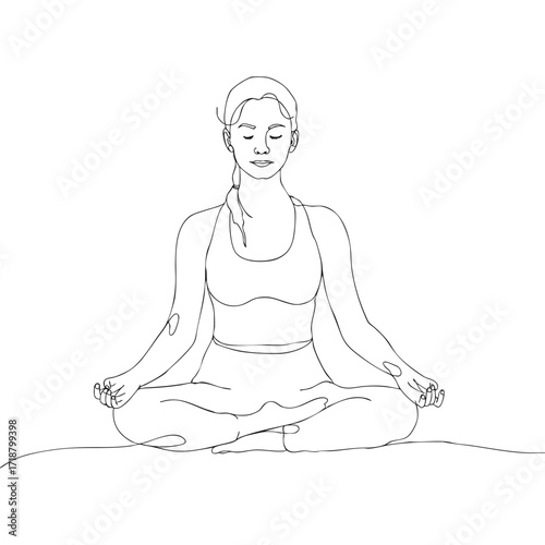 Meditation pose line art. Calm Mindfulness Abstract Illustration 