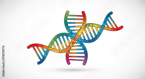 Colorful dna double helix structure genetic molecule biology science healthcare medical genome gene research illustration