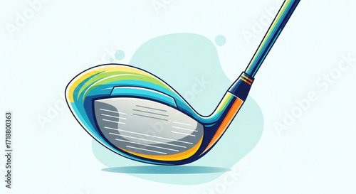 Golf club driver illustration for sports equipment and golfing gear for recreational activity and competition