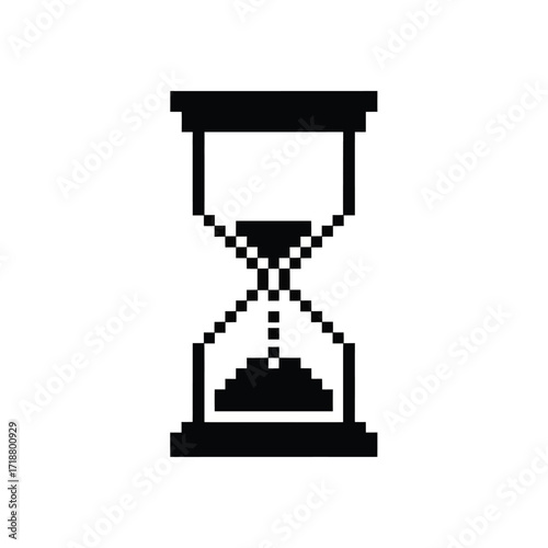 Vector illustration of illustration of pixelated hourglass icon