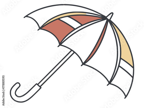 retro umbrella vector, minimal solid color white background