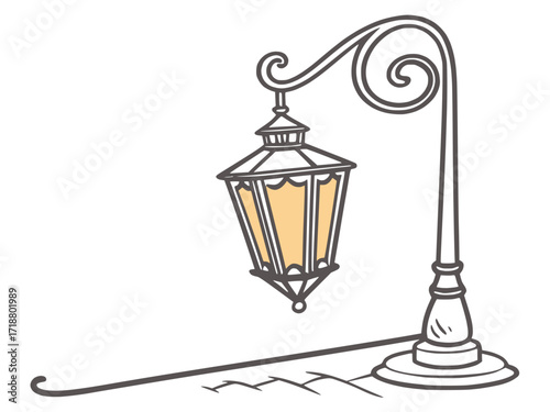 vintage lantern lamp vector, solid design, minimal detail, white background