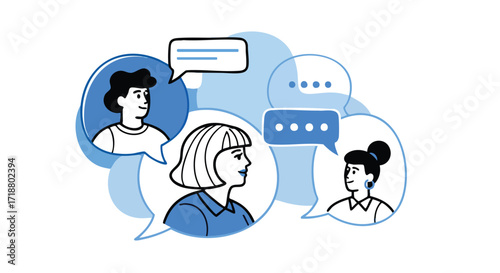 Diverse team members actively sharing ideas and collaborating through engaging conversations, fostering innovation and connection.