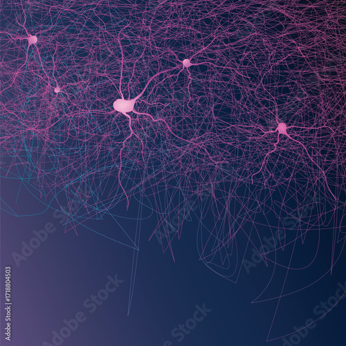 Abstract neural network connections representing complex data flow and artificial intelligence