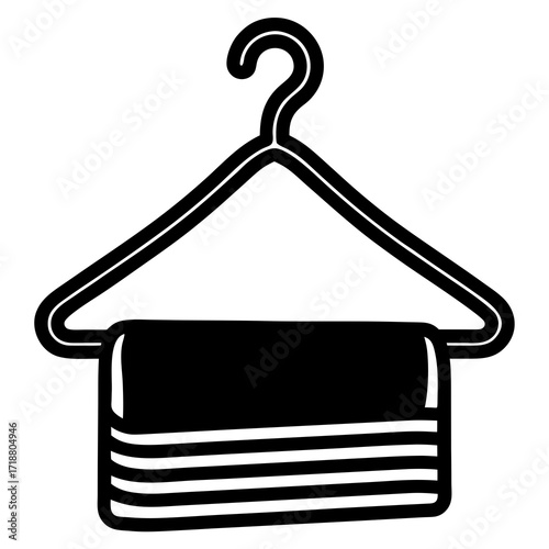 Towel Hanger Icon Vector | Minimalist Bathroom Accessory AI Graphics Design File