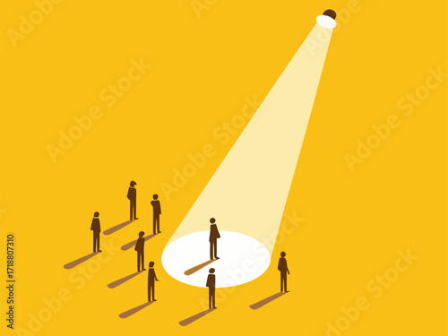 Recruiting talented people. Businessman in the spotlight

