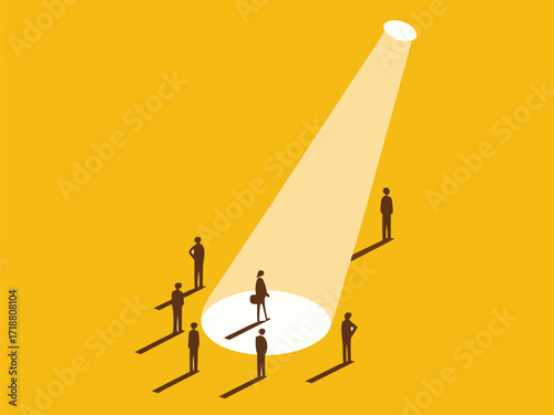 Recruiting talented people. Businessman in the spotlight

