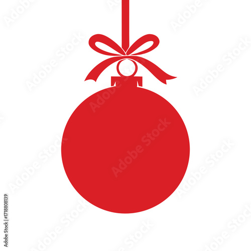 Red Christmas ball with ribbon and a bow. isolated on white background. Vector


