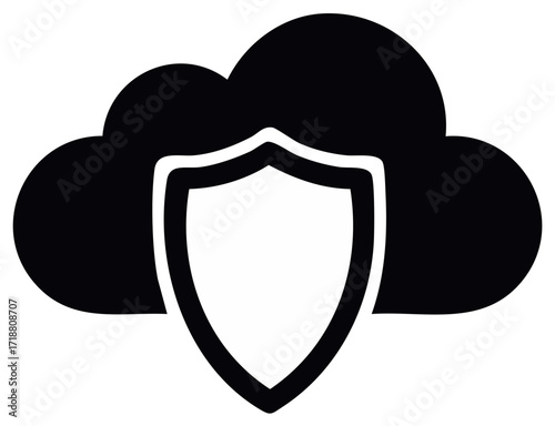 Shield Protecting Cloud Data Symbol Illustration Security Icon Graphic