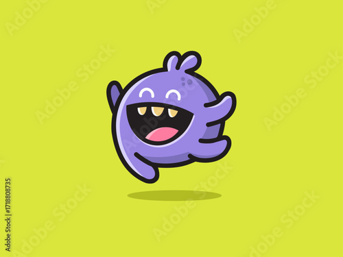 Cute, Happy Purple Monster Character