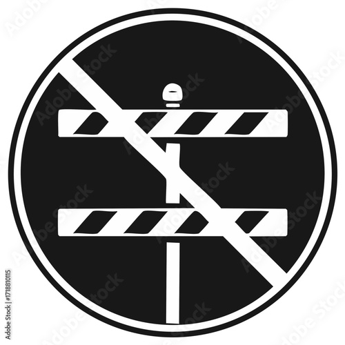 Prohibited Construction Barrier Sign, Symbol for No Entry or Forbidden Access