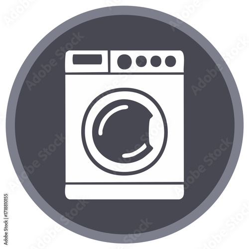 Washing machine flat vector icon symbol for laundry service and home appliances