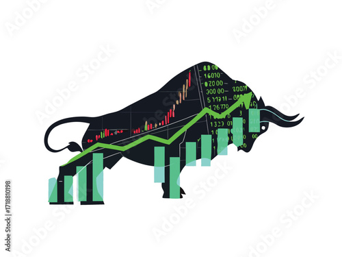 Stock market vector Forex symbol bull Growing market On a white background

