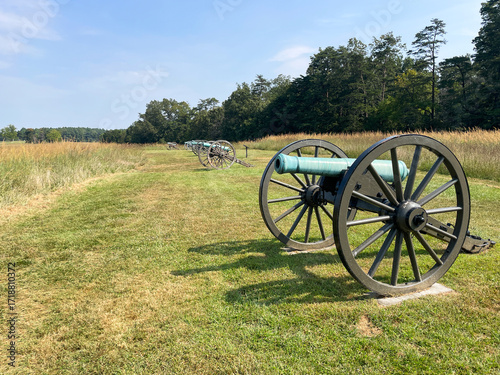 Row of Cannon in Field in Manassas National Battlefield Park