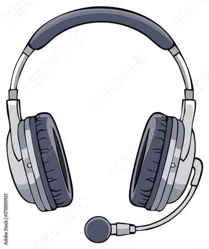 Cartoon gaming headset with microphone vector illustration for audio and communication