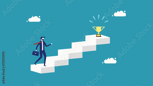 Take a step towards your goal. Motivational award steps towards goal achievement

