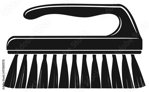 Illustration of a Cleaning Brush with Bristles and Handle