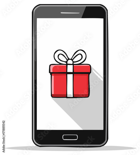 Smartphone Displaying a Digital Gift Present Online Offering Mobile App Bonus Rewards Promotion