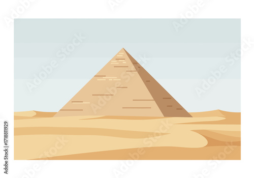 Desert pyramid scene sandy landscape and clear light sky