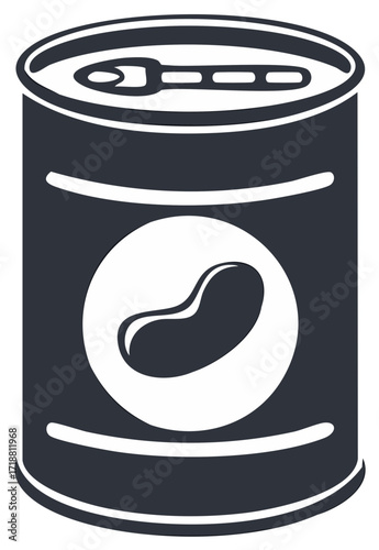 Simple vector drawing of a can of beans. Canned food product with bean label.